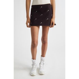 Rier Walker Floral Embroidered Wool Miniskirt in Tanin Flowers Felted at Nordstrom, Size Medium