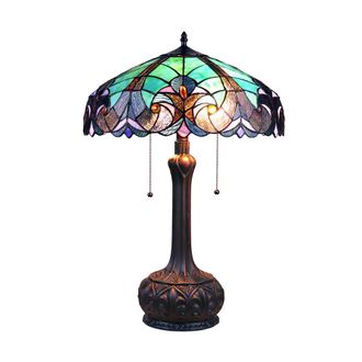 Chloe Lighting LIAISON Tiffany-Style Antique Dark Bronze 2-Light Victorian Table Lamp 18 Shade