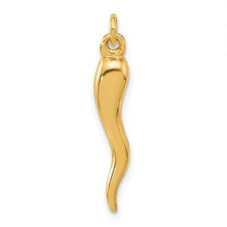 Diamond2Deal 14k Yellow Gold Polished Hollow Italian Horn Pendant