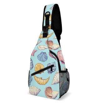 Generic Colorful Seashell Unisex Shoulder Bags Casual Crossbody Chest Bag Sling Backpack for Hiking Cycling Travel