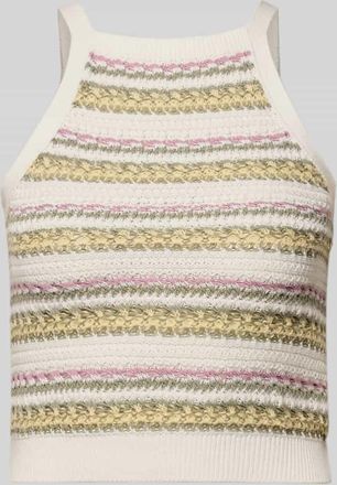 Review Cropped Stricktop in Jacquard-Strick in Weiss, Gr&ouml;&szlig;e XL