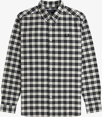 Fred Perry Mens Fred Perry M1743 Tartan Oxford Shirt - Ecru - Cream - Size: 42/Regular