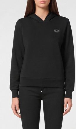 Philipp Plein Felpa con cappuccio in jersey con logo a contrasto