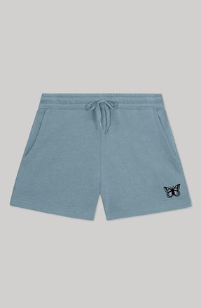 Dalix Womens Butterfly Midweight Washed Fleece Shorts in Misty Blue at Nordstrom, Size Xx-Large