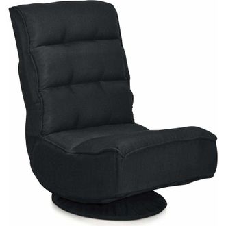 Costway Costway - Silla De Suelo Con Respaldo Ajustable En 5 Posiciones Silla De Relax Meditaci&oacute;n Con Base Giratorio 360 &deg; Para Hogar Tv Negro