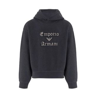 Emporio Armani Antracietkleurige hoodie met logo - Heren - Sweatshirts & Hoodies - Zwart - Maat: XL