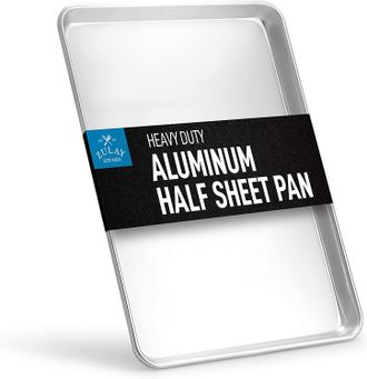 Zulay Kitchen Heavy Duty & Encapsulated Rim Half Sheet Aluminum Baking Pan (Large)