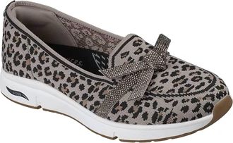Skechers Womens Martha Stewart Arch Fit Living Casual Loafer In Off White Leopard
