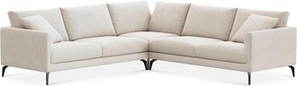 Castlery Lena L-Shaped Sectional Sofa Customized, Light Grey Performance Linen Weave, Spill Resistant, Removable Covers for Castlery Sofas