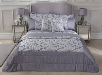 Emma Barclay Duchess - Embellished Jacquard Quilted Bedspread Set in Silver - Silver - Emma Barclay | TJ Hughes