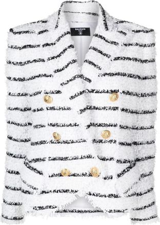 Balmain Double-Breasted Tweed Jacket - Dames - Blazers - Veelkleurig - M - Tweed - Jassen