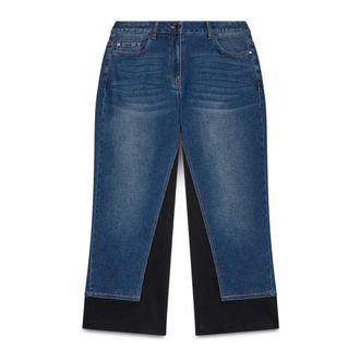 Fiorella Rubino Jeans, Dames, Blauw, 6Xl, Katoen, Cropped Jeans met tweekleurige details