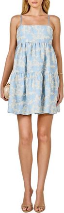 endless rose Floral Jacquard Minidress in Blue Multi at Nordstrom, Size Medium