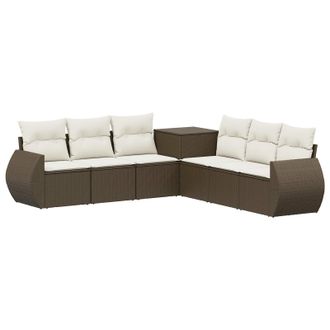 vidaXL Set Di Divani 7 Pz Marrone E Bianco Crema Vidaxl