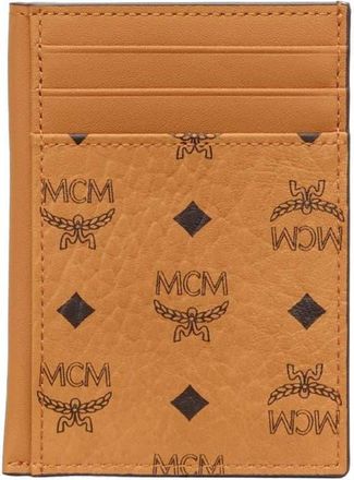 MCM N/S Card Case in Visetos Original in Cognac at Nordstrom
