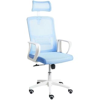 Beliani Office Chair Blue Mesh Swivel Base Adjustable Height Headrest Home Office MONARCH