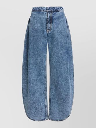 Alaia petal denim trousers side slit lace up