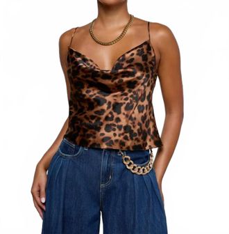 L'agence Calista Cowl Neck Cami Top In Brown Multi Leopard