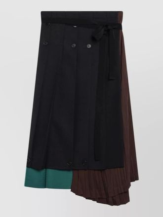 Prada asymmetric skirt color block button detailing