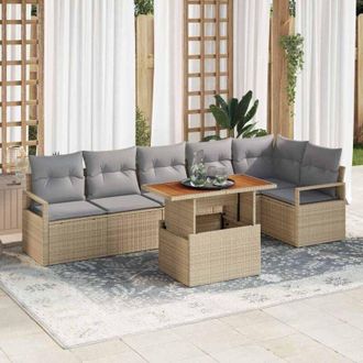 vidaXL Conjunto De Comedor De Jard&iacute;n Con Coj&iacute;n 7 Pcs Beige Y Gris Vidaxl