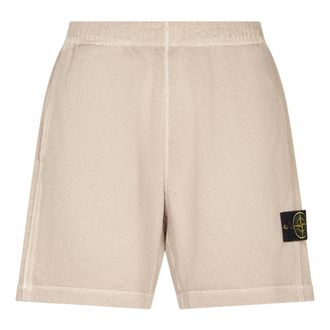 Stone Island Casual Shorts, male, Beige, Size: XL Garment-Dyed Cotton Shorts