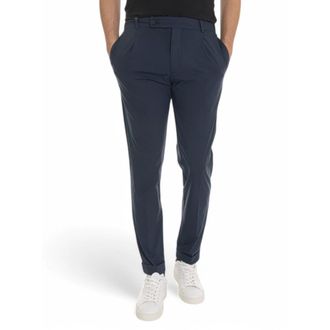 Berwick 1707 Chinos, male, Blue, Size: S Retro Chino Pants with Elastic Waist