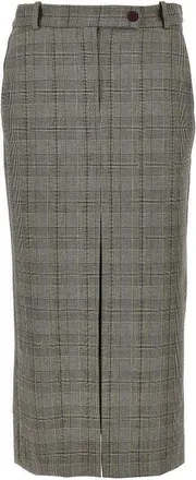 Pinko Wool-blend midi skirt with Check motif Woman 38