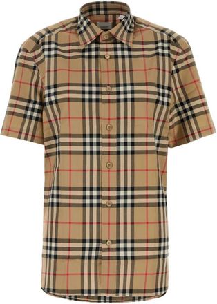 Burberry Geborduurde Poplin Overhemd - Heren - Korte mouwen Overhemden - Veelkleurig - S - Katoen - Overhemden