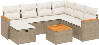 vidaXL Vidaxl - Juego De Sof&aacute;s De Jard&iacute;n Con Cojines Beige 8 Pzas Rat&aacute;n Pe