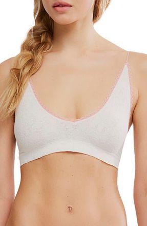Free People Intimately FP Sweet Point Seamless Longline Bralette in White Alyssum Combo at Nordstrom, Size Large/x-Large