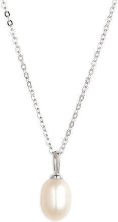 Nordstrom Demi Fine Dainty Freshwater Pearl Pendant Necklace in Sterling Silver Plated at Nordstrom