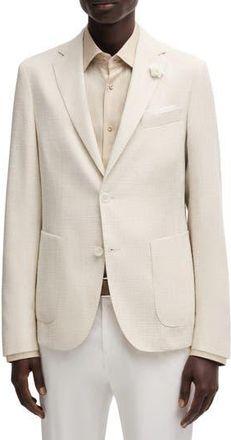 BOSS Hanry Slim Fit Slub Wool & Cotton Blend Sport Coat in Open White at Nordstrom Rack, Size 36 - R