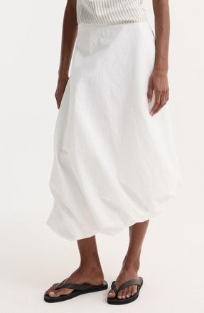 R&oacute;he Twisted Crushed Cotton Blend Midi Skirt in Optic White at Nordstrom, Size 10 Us