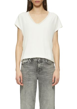QS by s.Oliver T-Shirt QS, Damen, Gr. XXL (44), weiss (wei&szlig;), Obermaterial: 48% Baumwolle, 48% Modal, 4% Elasthan, unifarben, regular fit taillenbedeckt, V-Ausschnit