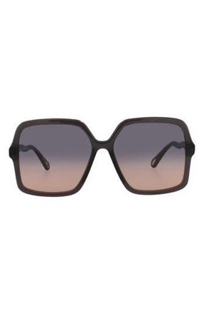 Chlo&eacute; 59mm Oversize Square Sunglasses in Grey Grey Blue at Nordstrom Rack