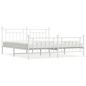 Berkfield Home Metal Bed Frame with Headboard & Footboard White 200x200 cm
