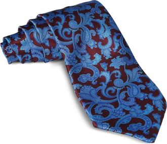 Stefano Ricci Zijden stropdas met paisley-print - Blauw