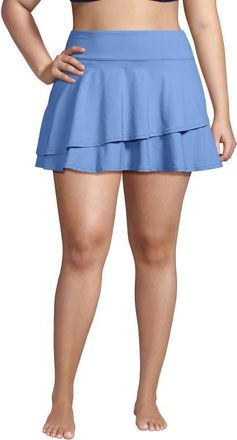 Lands End High Waisted Tulip Hem Swim Skort in Lake Blue at Nordstrom, Size 3X