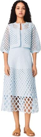 Maje Rhinestone crochet cardigan in Blue Sky at Nordstrom, Size Medium