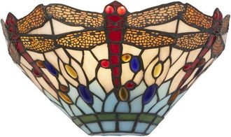 Searchlight Applique Tiffany Libellula Acciaio Multicolor Vetro 1 Luce E14