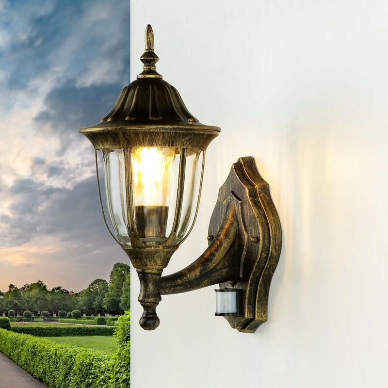 Licht-Erlebnisse Toscana Außenleuchte | Rustikale Sockelleuchte Gold Antik, IP43, 43 Cm, E27
