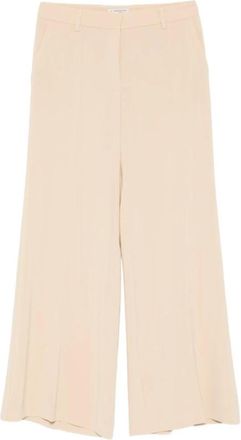 Alberto Biani Wide Leg Broek - Dames - Wijde Broeken - Beige - 2XS - Leer - Broeken