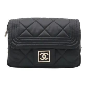 Chanel Black Satin Fanny Pack Pouch (Pre-Owned)