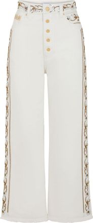 Paco Rabanne embroidered mid-rise cropped jeans - women - Denim - 28 - White