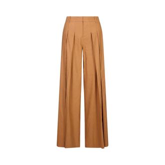 Alice & Olivia Alice + Olivia, Wide Trousers, female, Brown, Size: 2XS Blaire Wide Leg Pleated Pant