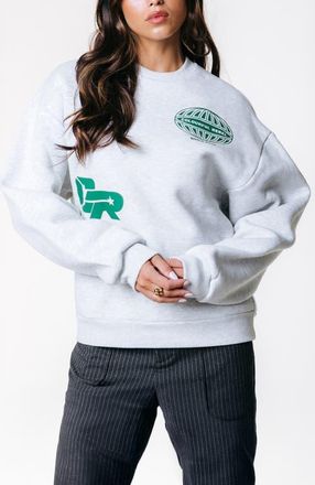 Colourful rebel Racer Logo Dropped Shoulder Sweat in Light Grey Melange at Nordstrom, Size X-Large Eu