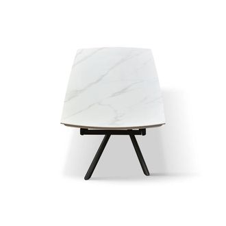 Konte Design Mesa de cer&aacute;mica blanca, base negra, extensible 160x90-240x90 cm