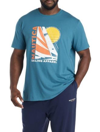 Nautica Big & Tall Sailboat Graphic Tee in Blue Coral at Nordstrom, Size 4X Big