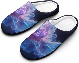Generic Abstract Flower Cotton Slippers for Women Indoor Outdoor Slipper Slip-On Memory Foam Home Shoes