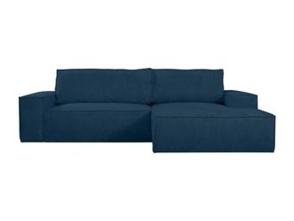 VENTE-UNIQUE.COM Sof&aacute; rinconera terciopelo 4 plazas azul 267x167cm